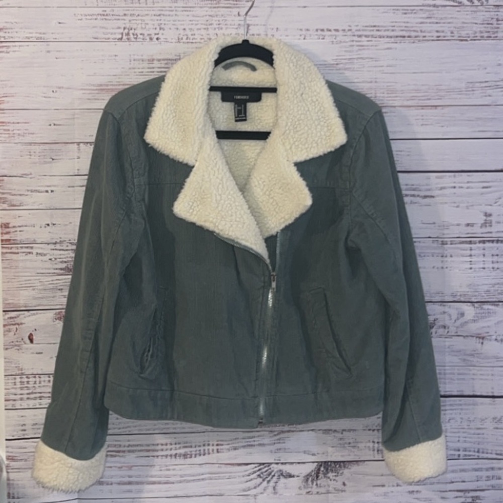 Forever 21 Corduroy Jacket Sherpa Collar & Lining